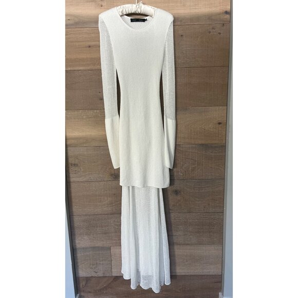 PROENZA SCHOULER Anita Dress in off white Knit Sheer Mesh SIZE M - Picture 4 of 11